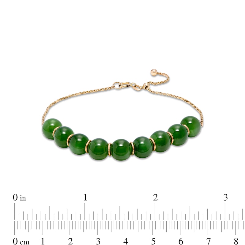 8.0mm Jade Bead Adjustable Bracelet in 14K Gold - 9.0"|Peoples Jewellers
