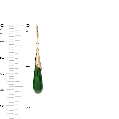 Elongated Jade Teardrop Earrings in 14K Gold