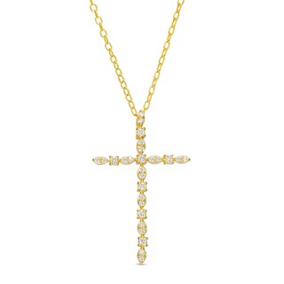 0.18 CT. T.W. Diamond Geometric Shapes Cross Pendant in 10K Gold