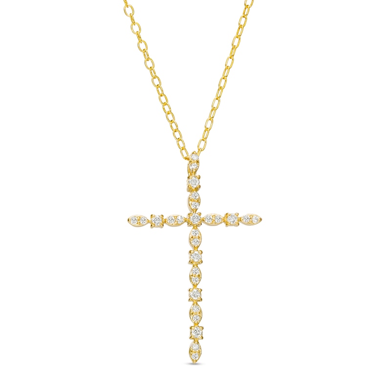 0.18 CT. T.W. Diamond Geometric Shapes Cross Pendant in 10K Gold