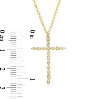 0.18 CT. T.W. Diamond Geometric Shapes Cross Pendant in 10K Gold