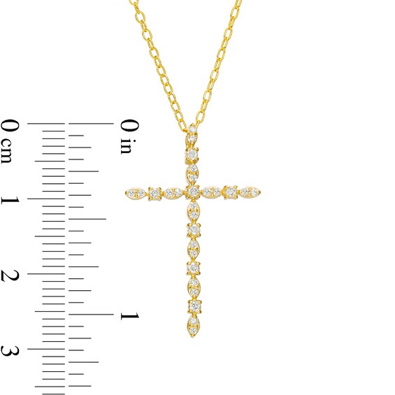 0.18 CT. T.W. Diamond Geometric Shapes Cross Pendant in 10K Gold