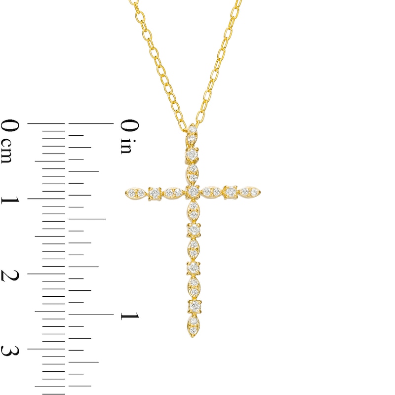 0.18 CT. T.W. Diamond Geometric Shapes Cross Pendant in 10K Gold