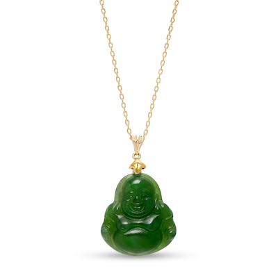 Jade Buddha Pendant in 14K Gold