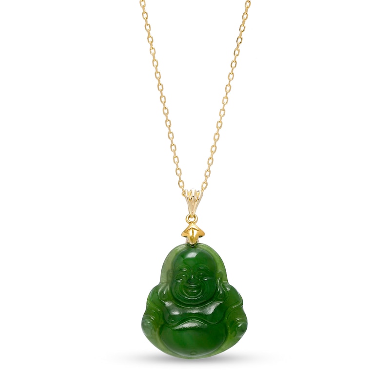 Jade Buddha Pendant in 14K Gold