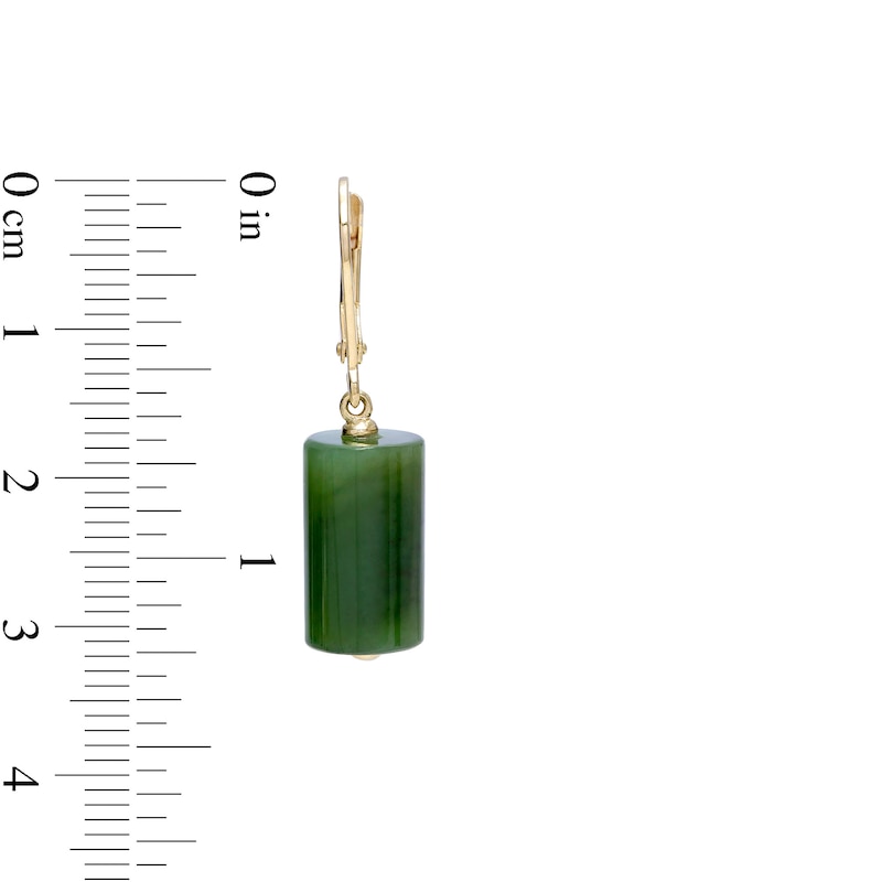 Jade Cylinder Block Drop Earrings in 14K Gold|Peoples Jewellers
