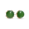 8.0mm Jade and 0.11 CT. T.W. Diamond Flower Cap Stud Earrings in 14K Gold