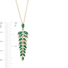 EFFY™ Collection Marquise-Cut Emerald and 0.13 CT. T.W. Diamond Graduated Leaf Vine Linear Drop Pendant in 14K Gold