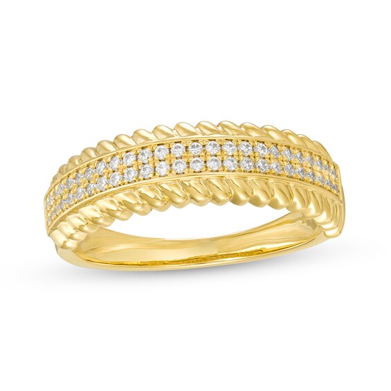 Men's 0.27 CT. T.W. Diamond Ribbed Edge Band in 10K Gold