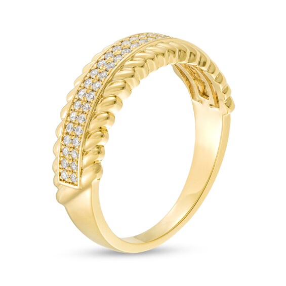 Men's 0.27 CT. T.W. Diamond Ribbed Edge Band in 10K Gold