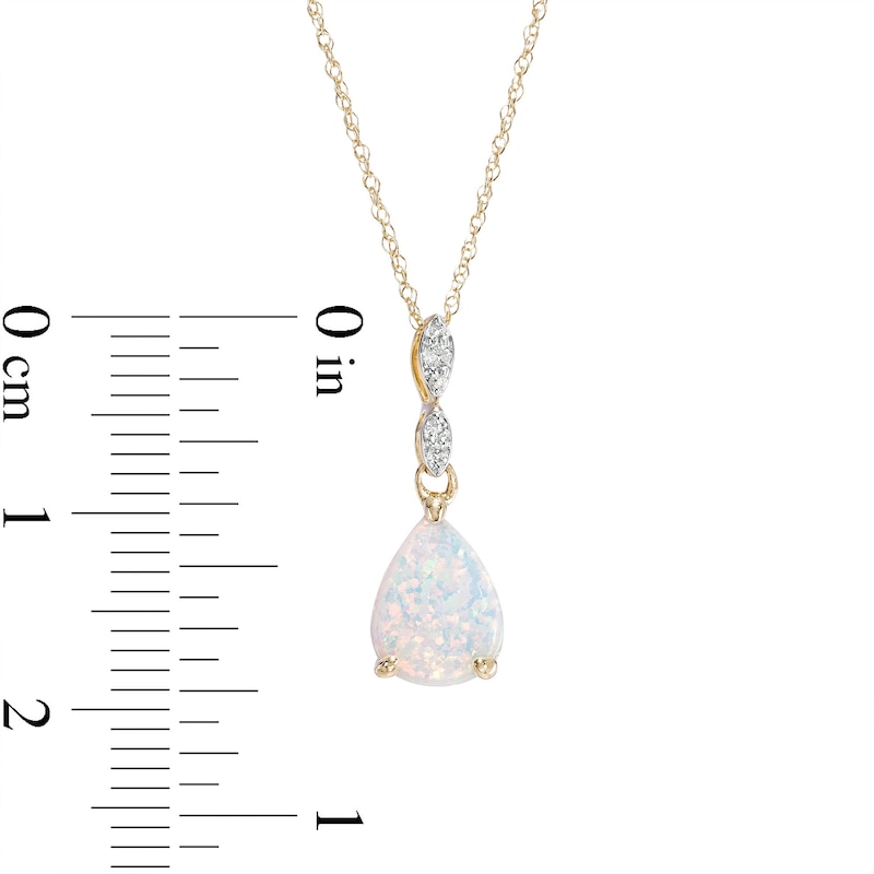 Pear-Shaped Lab-Created Opal and Diamond Accent Teardrop Pendant in 10K Gold|Peoples Jewellers