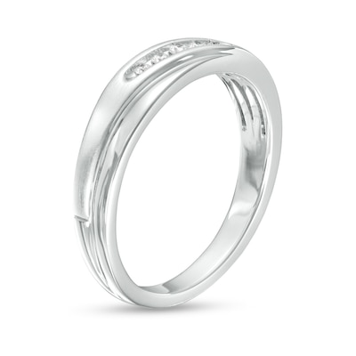 0.05 CT. T.W. Diamond Slant Overlay Band in 10K White Gold