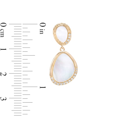 EFFY™ Collection Mother-of-Pearl and 0.13 CT. T.W. Diamond Abstract Double Drop Earrings in 14K Gold