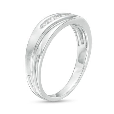 Men's 0.10 CT. T.W. Diamond Slant Overlay Band in 10K White Gold