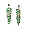 Thumbnail Image 0 of EFFY™ Collection Marquise-Cut Emerald and 0.26 CT. T.W. Diamond Graduated Leaf Vine Linear Drop Earrings in 14K Gold