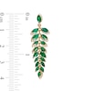 Thumbnail Image 2 of EFFY™ Collection Marquise-Cut Emerald and 0.26 CT. T.W. Diamond Graduated Leaf Vine Linear Drop Earrings in 14K Gold