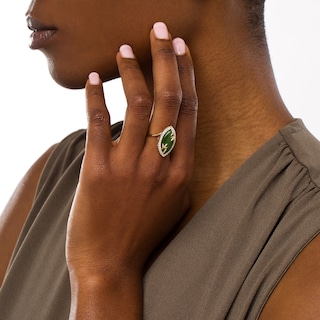 Marquise Jade and 0.22 CT. T.W. Diamond Frame Ring in 14K Gold