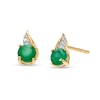 Thumbnail Image 0 of 4.0mm Emerald and Diamond Accent Flame Stud Earrings in 10K Gold