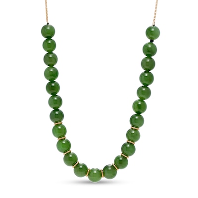 8.0mm Jade Bead Adjustable Necklace in 14K Gold