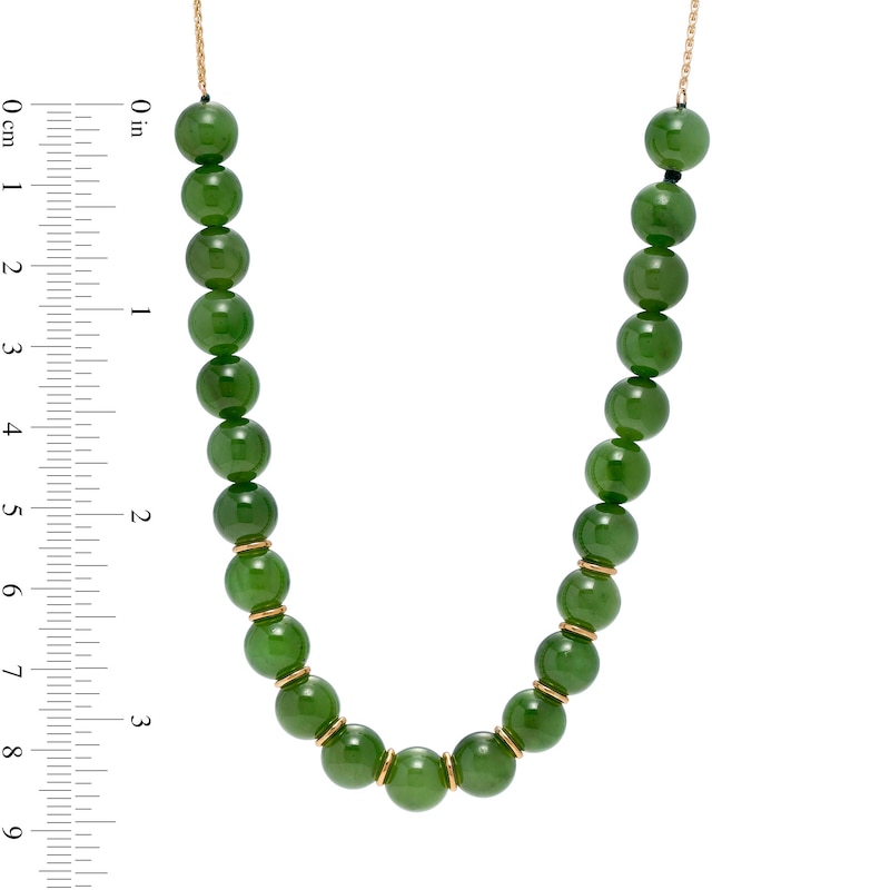8.0mm Jade Bead Adjustable Necklace in 14K Gold|Peoples Jewellers