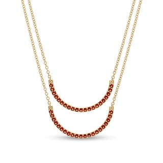 Garnet Half Circle Necklace Set in 10K Gold