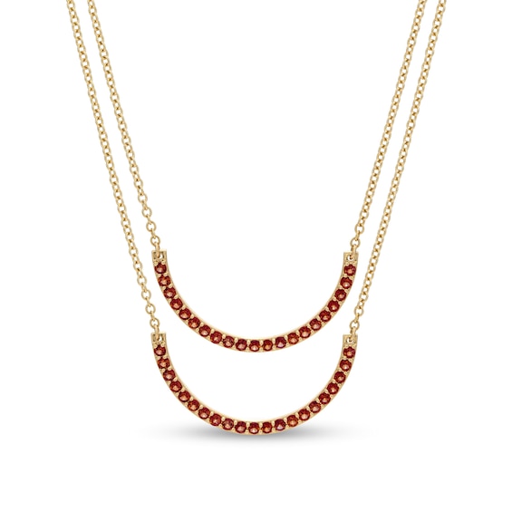 Garnet Half Circle Necklace Set in 10K Gold