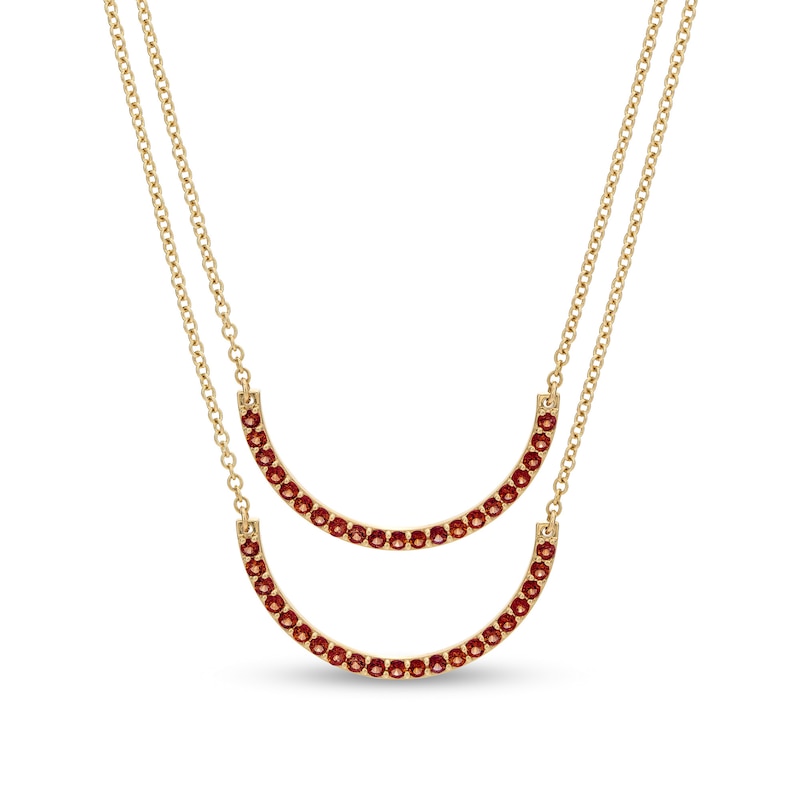 Garnet Half Circle Necklace Set in 10K Gold|Peoples Jewellers