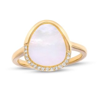 EFFY™ Collection Mother-of-Pearl and 0.05 CT. T.W. Diamond Abstract Ring in 14K Gold