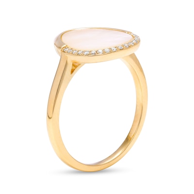 EFFY™ Collection Mother-of-Pearl and 0.05 CT. T.W. Diamond Abstract Ring in 14K Gold