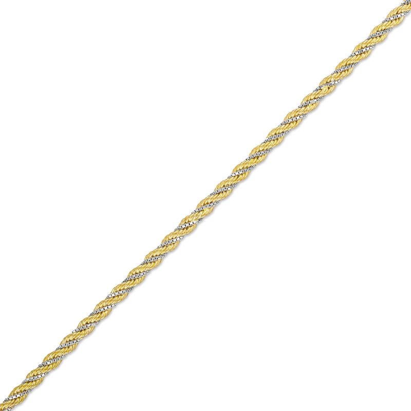 2.48mm Cashmere Rope Chain Bracelet in Hollow 10K Two-Tone Gold - 7.25"|Peoples Jewellers