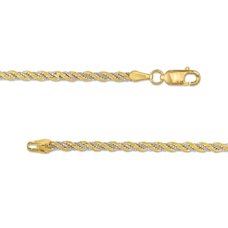 2.48mm Cashmere Rope Chain Bracelet in Hollow 10K Two-Tone Gold - 7.25"