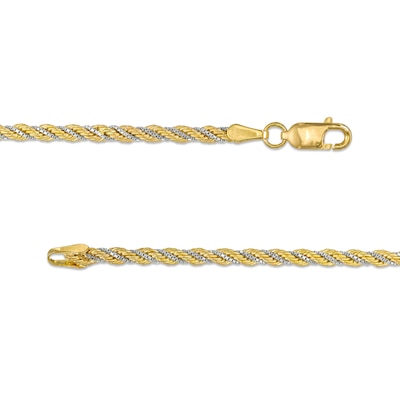 2.48mm Cashmere Rope Chain Bracelet in Hollow 10K Two-Tone Gold - 7.25"