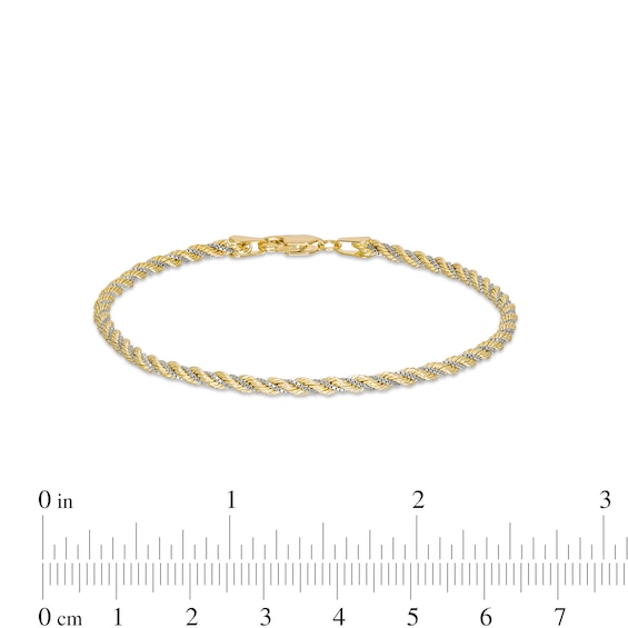 2.48mm Cashmere Rope Chain Bracelet in Hollow 10K Two-Tone Gold - 7.25"