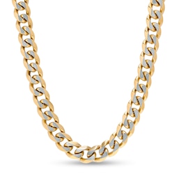 Men's 10.5mm Curb Chain Necklace in Stainless Steel and Yellow Ion-Plate – 24&quot;
