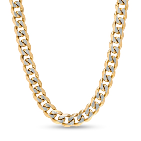 Men's 10.5mm Curb Chain Necklace in Stainless Steel and Yellow Ion-Plate – 24"