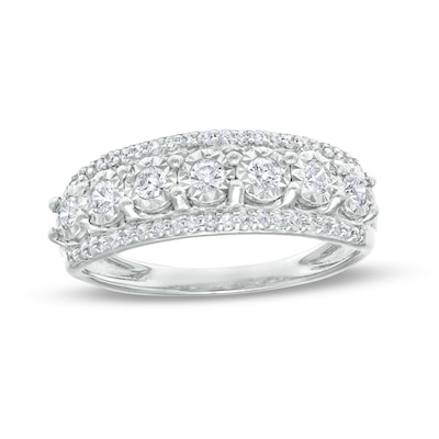 0.50 CT. T.W. Diamond Triple-Row Anniversary Band in 10K White Gold