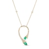 Pear-Shaped Emerald and 0.14 CT. T.W. Diamond Floral Loop Station Pendant in 10K Gold