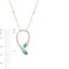 Thumbnail Image 2 of Pear-Shaped Emerald and 0.14 CT. T.W. Diamond Floral Loop Station Pendant in 10K Gold