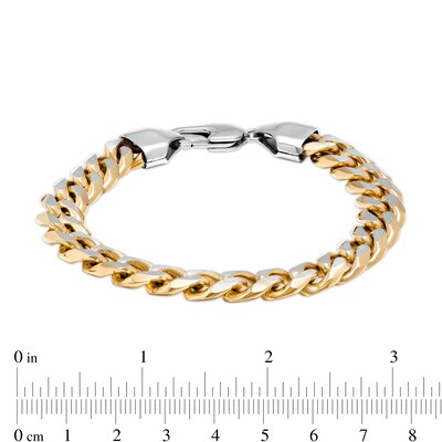 Men's 10.5mm Curb Chain Bracelet in Stainless Steel and Yellow Ion-Plate – 9"