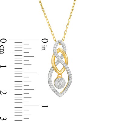 0.20 CT. T.W. Multi-Diamond Dangle Flame and Infinity Interlocking Pendant in 10K Gold