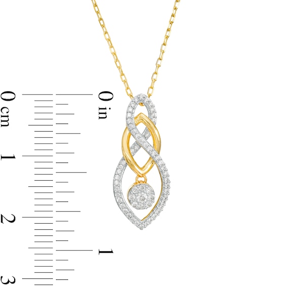 0.20 CT. T.W. Multi-Diamond Dangle Flame and Infinity Interlocking Pendant in 10K Gold