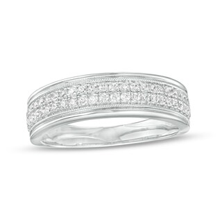 Men's 0.50 CT. T.W. Diamond Double Row Band in 10K White Gold