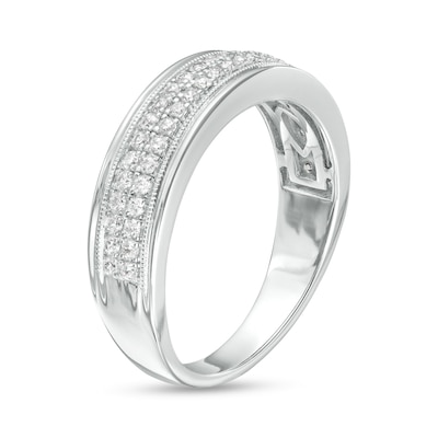 Men's 0.50 CT. T.W. Diamond Double Row Band in 10K White Gold