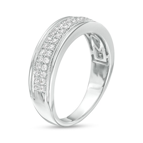 Men's 0.50 CT. T.W. Diamond Double Row Band in 10K White Gold