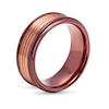 Men's 9.0mm Grooved Wedding Band in Tantalum with Brown and Rose Ion-Plate – Size 10