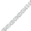 Thumbnail Image 0 of Men's 0.086 CT. T.W. Diamond Multi-Finish Curved Slope Triple Row Link Chain Bracelet in Stainless Steel – 8.8"