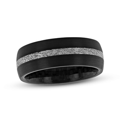 Men's 8.0mm Wedding Band in Tantalum with Black-Ion Plate and Carbon Fibre Inlay (1 Line)