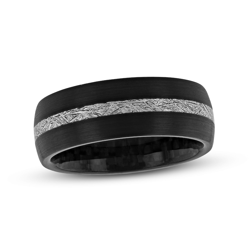 Men's 8.0mm Wedding Band in Tantalum with Black-Ion Plate and Carbon Fibre Inlay (1 Line)