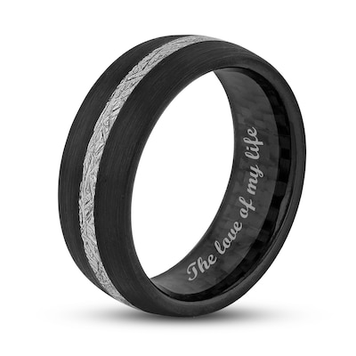 Men's 8.0mm Wedding Band in Tantalum with Black-Ion Plate and Carbon Fibre Inlay (1 Line)