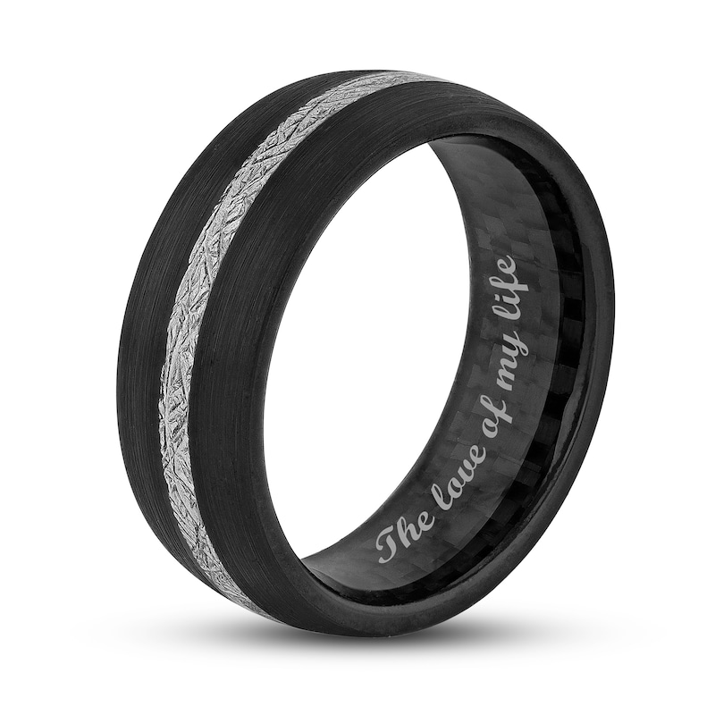 Men's 8.0mm Wedding Band in Tantalum with Black-Ion Plate and Carbon Fibre Inlay (1 Line)